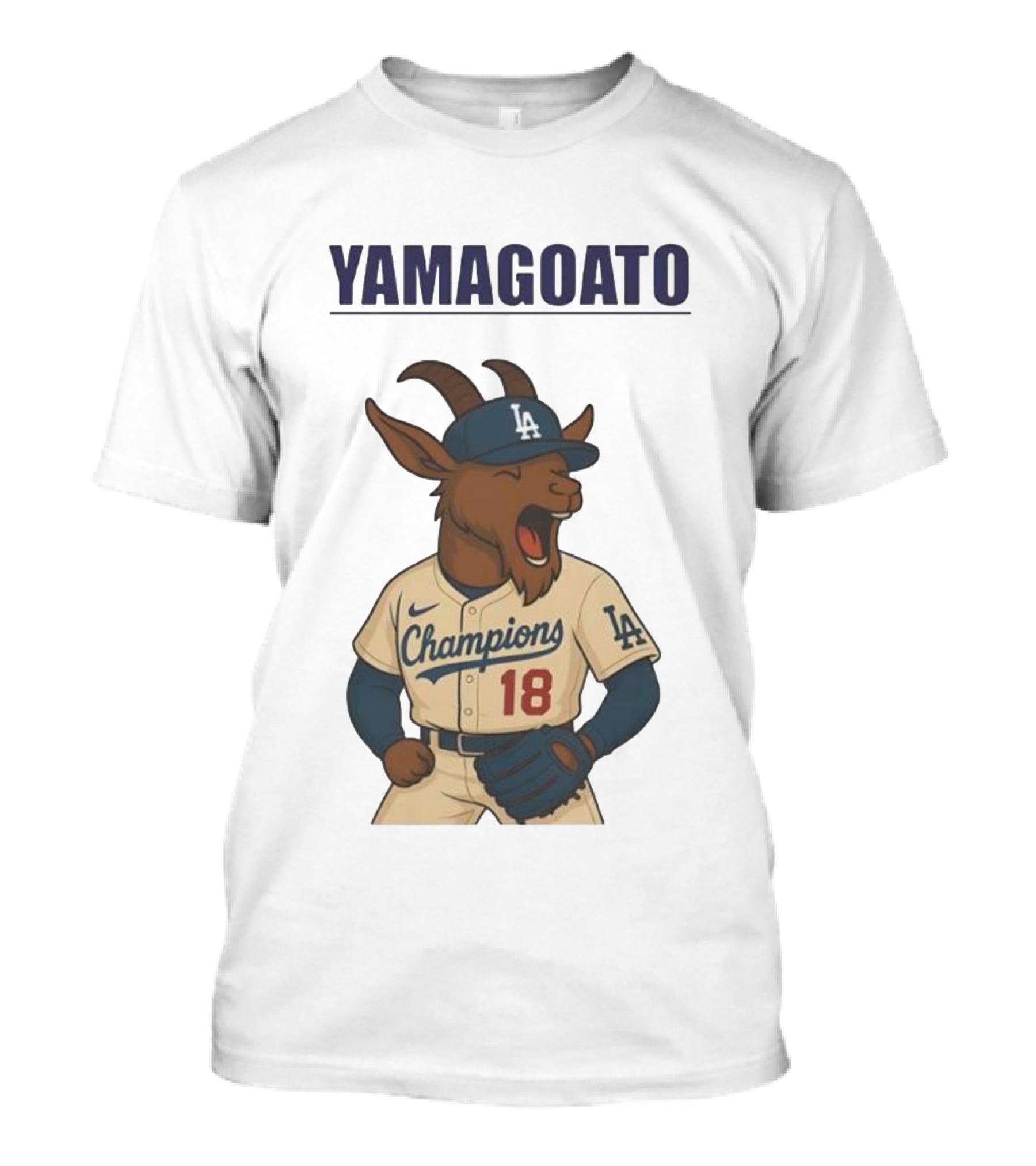 Yamagoato Champions LA 18 Goat Baseball Illustration T-Shirt
