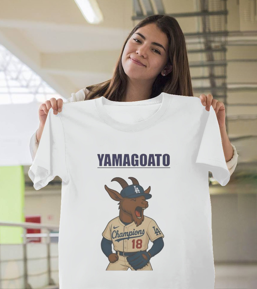 Yamagoato Champions LA 18 Goat Baseball Illustration T-Shirt