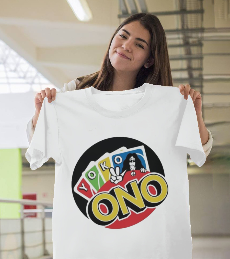 Yoko Ono Uno Peace Sign Card Game Mashup T-Shirt