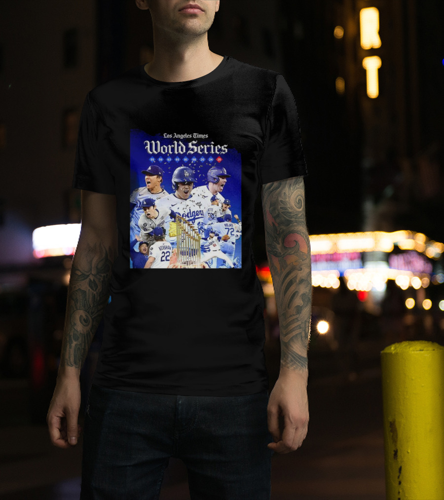 Los Angeles Dodgers World Series Champions 2025 Celebration With Iconic Moments And Championship Years T-Shirt