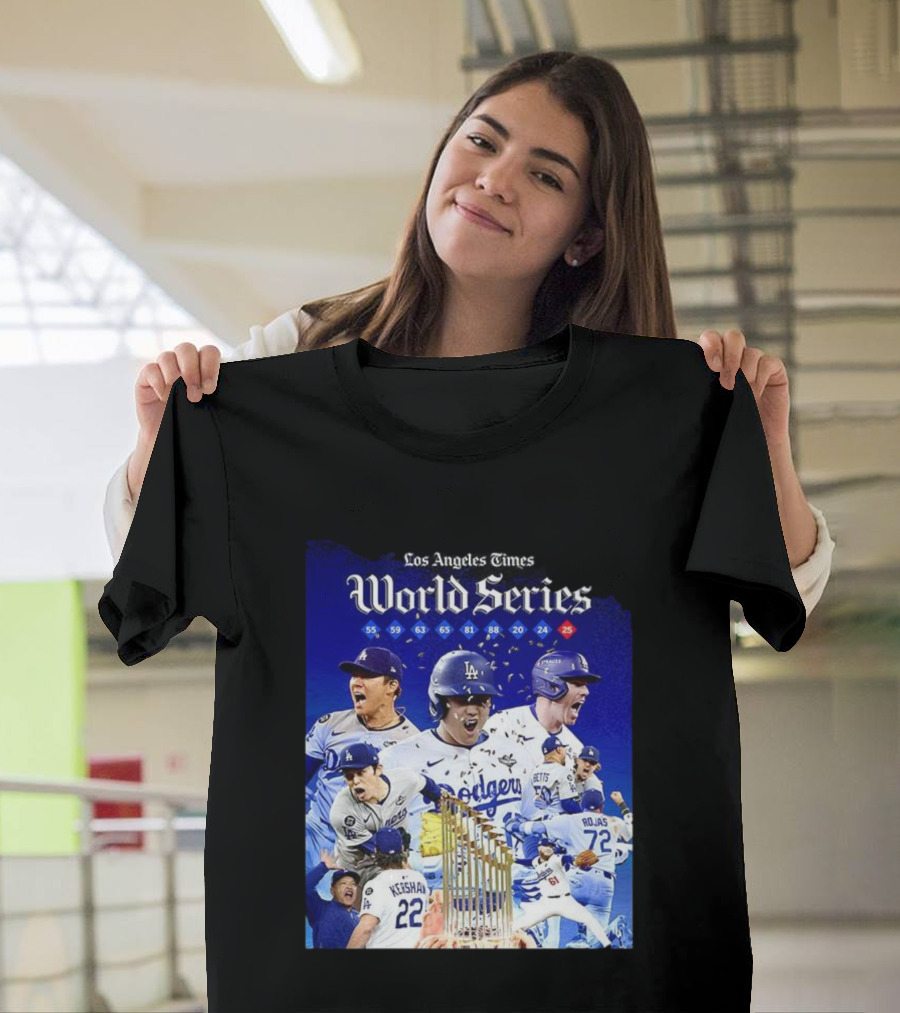 Los Angeles Dodgers World Series Champions 2025 Celebration With Iconic Moments And Championship Years T-Shirt