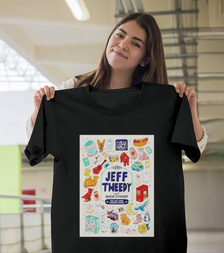 Jeff Tweedy With Macie Stewart The Salt Shed Chicago Illinois November 1 2025 Sea Salt Cats Boots Moon Pizza T-Shirt