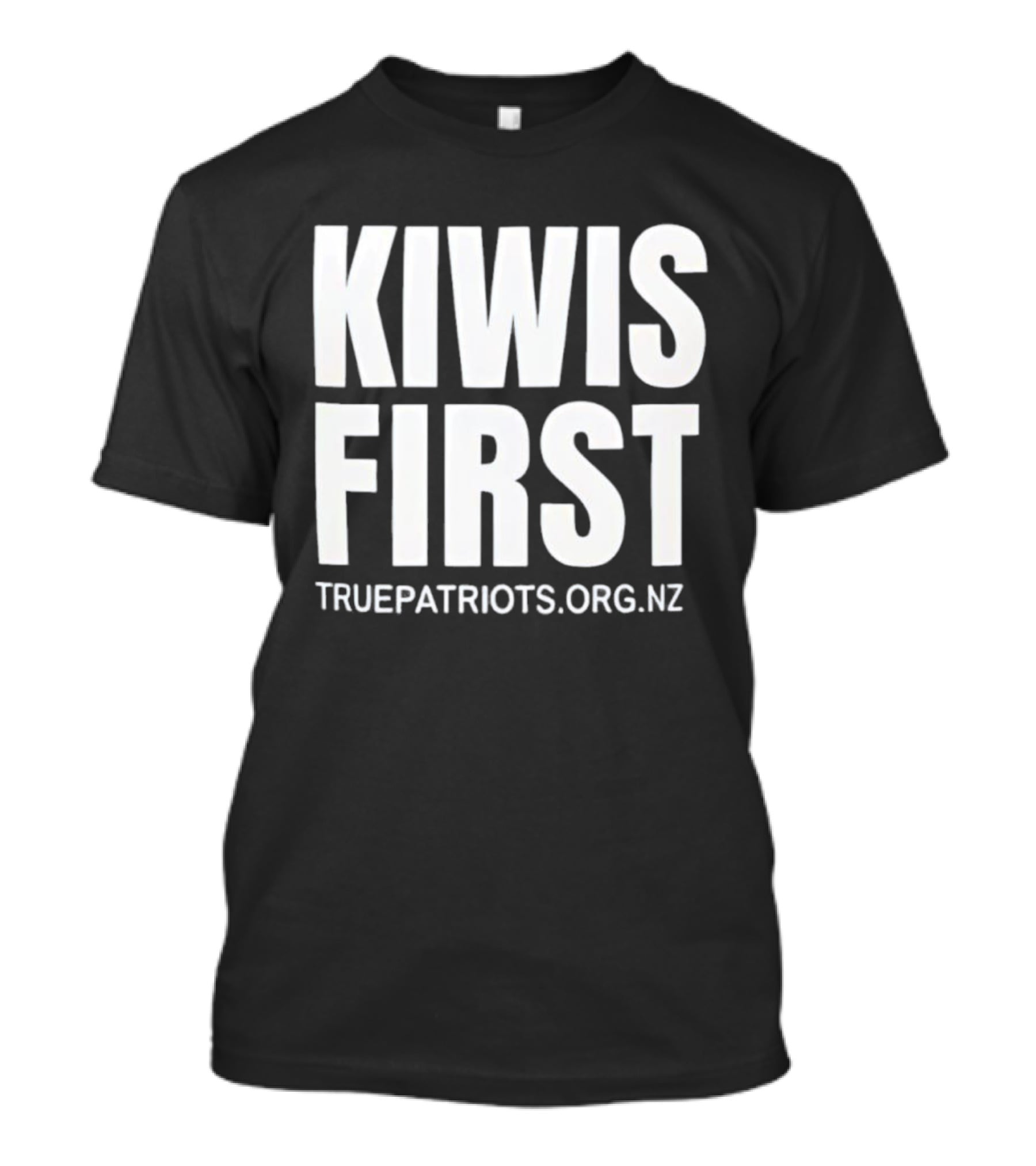 Kiwis First Truepatriots.org.nz Bold Text Statement T-Shirt