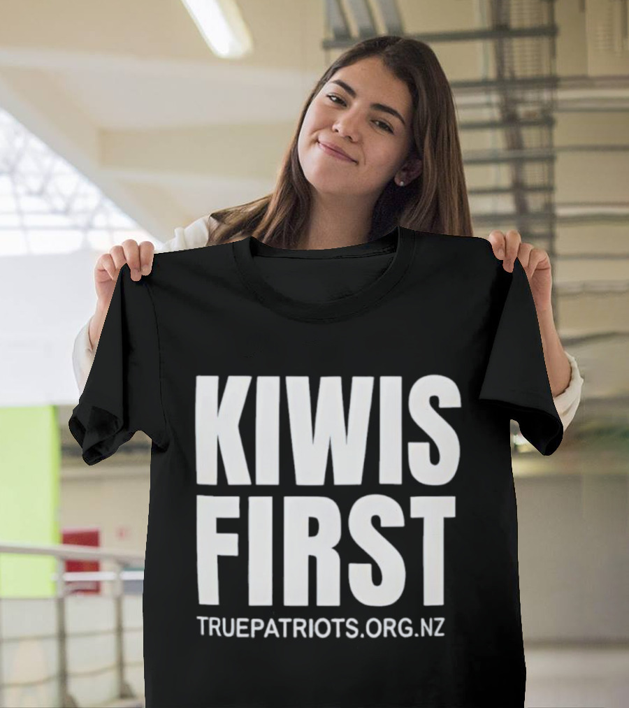 Kiwis First Truepatriots.org.nz Bold Text Statement T-Shirt