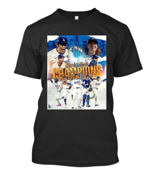 Back 2 Back Champions Los Angeles Dodgers 2025 Celebration T-Shirt