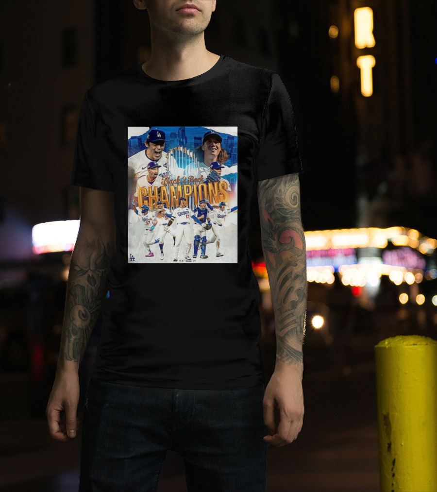 Back 2 Back Champions Los Angeles Dodgers 2025 Celebration T-Shirt