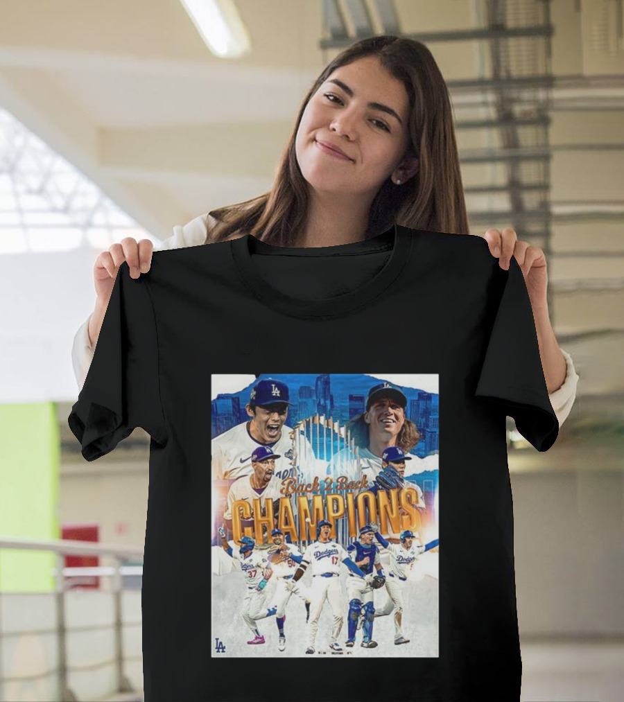 Back 2 Back Champions Los Angeles Dodgers 2025 Celebration T-Shirt