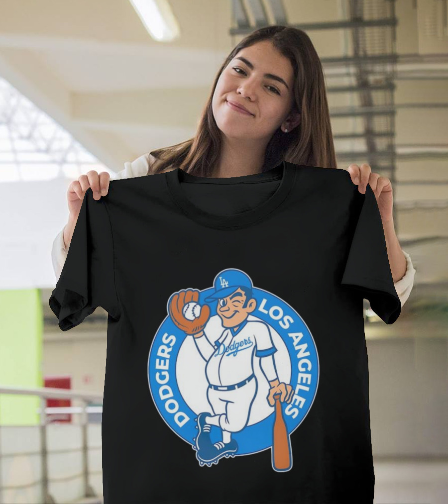 Los Angeles Dodgers Vintage Cartoon Character MLB Team Retro Style T-Shirt