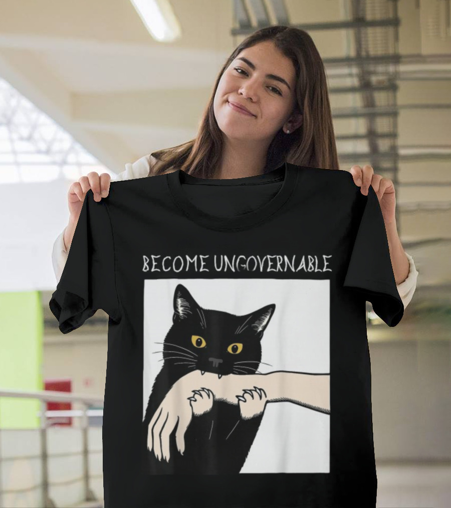 Become Ungovernable Black Cat Biting Hand T-Shirt