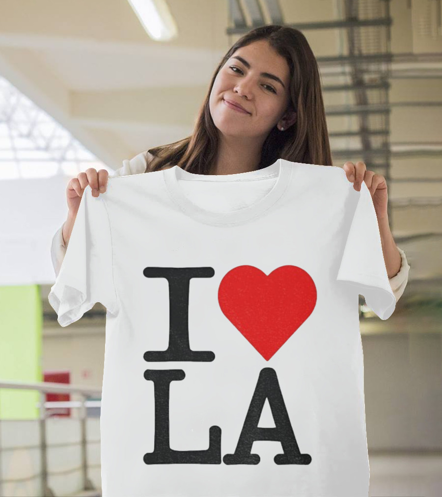 Los Angeles Dodgers Fan I Love LA Heart Classic Iconic Text T-Shirt