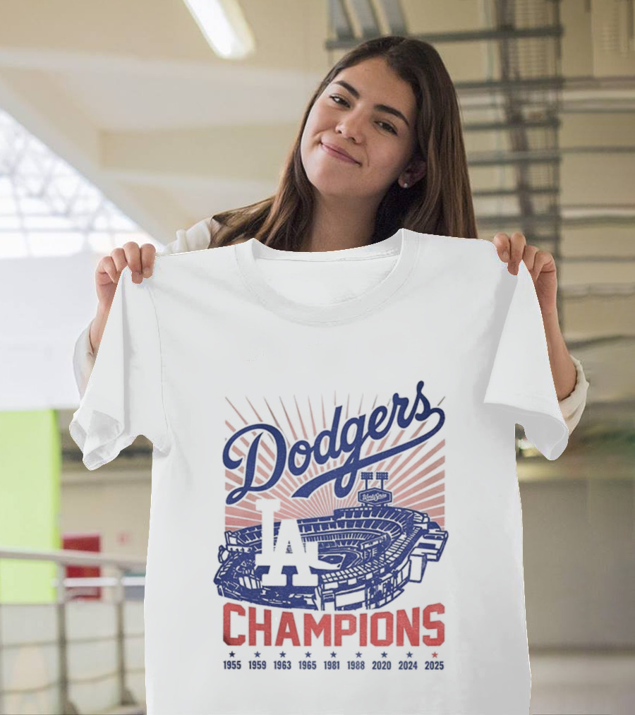 Stadium 2025 Los Angeles Dodgers Baseball Champions 1955 2025 T-Shirt