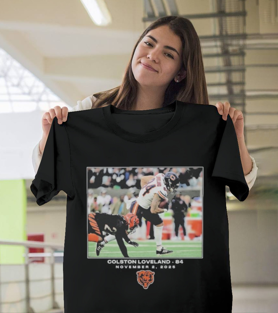 Colston Loveland #84 Chicago Bears NFL Week 8 November 2 2025 T-Shirt