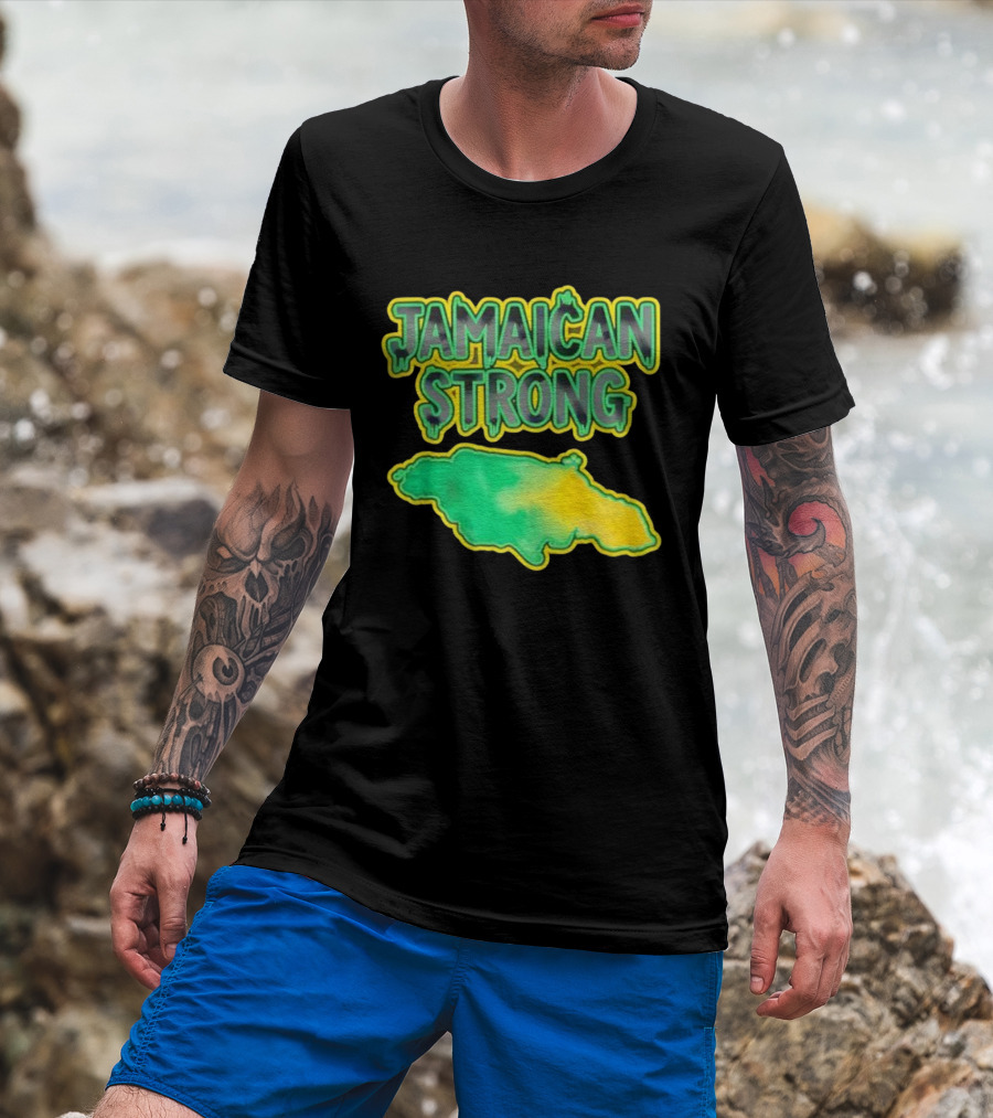 Jamaican Strong Watercolor Country Map T-Shirt