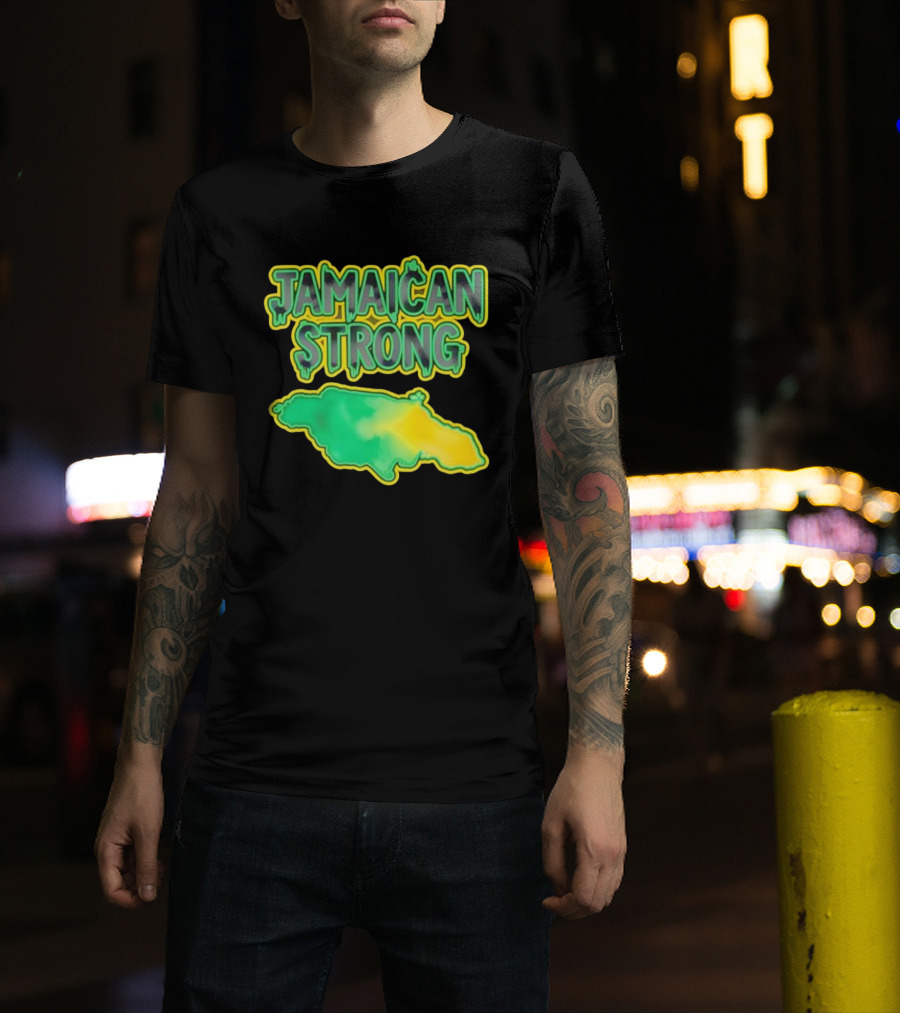 Jamaican Strong Watercolor Country Map T-Shirt