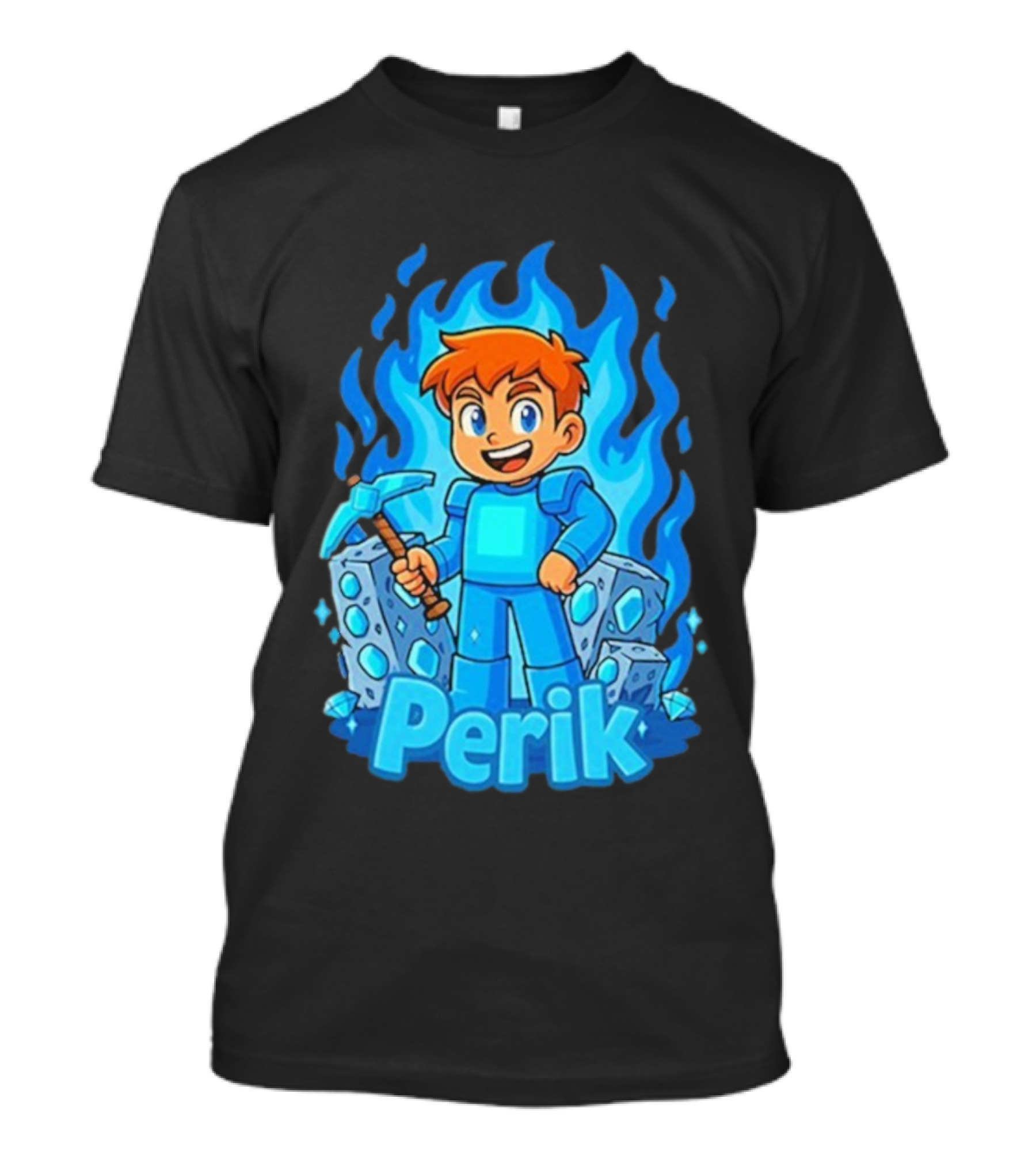 Perik Diamant Blue Flame Miner Character T-Shirt
