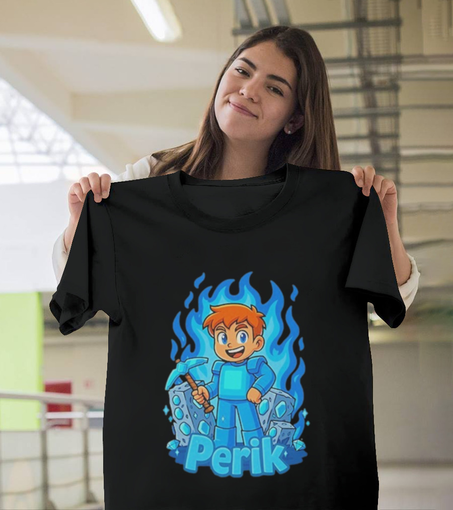 Perik Diamant Blue Flame Miner Character T-Shirt