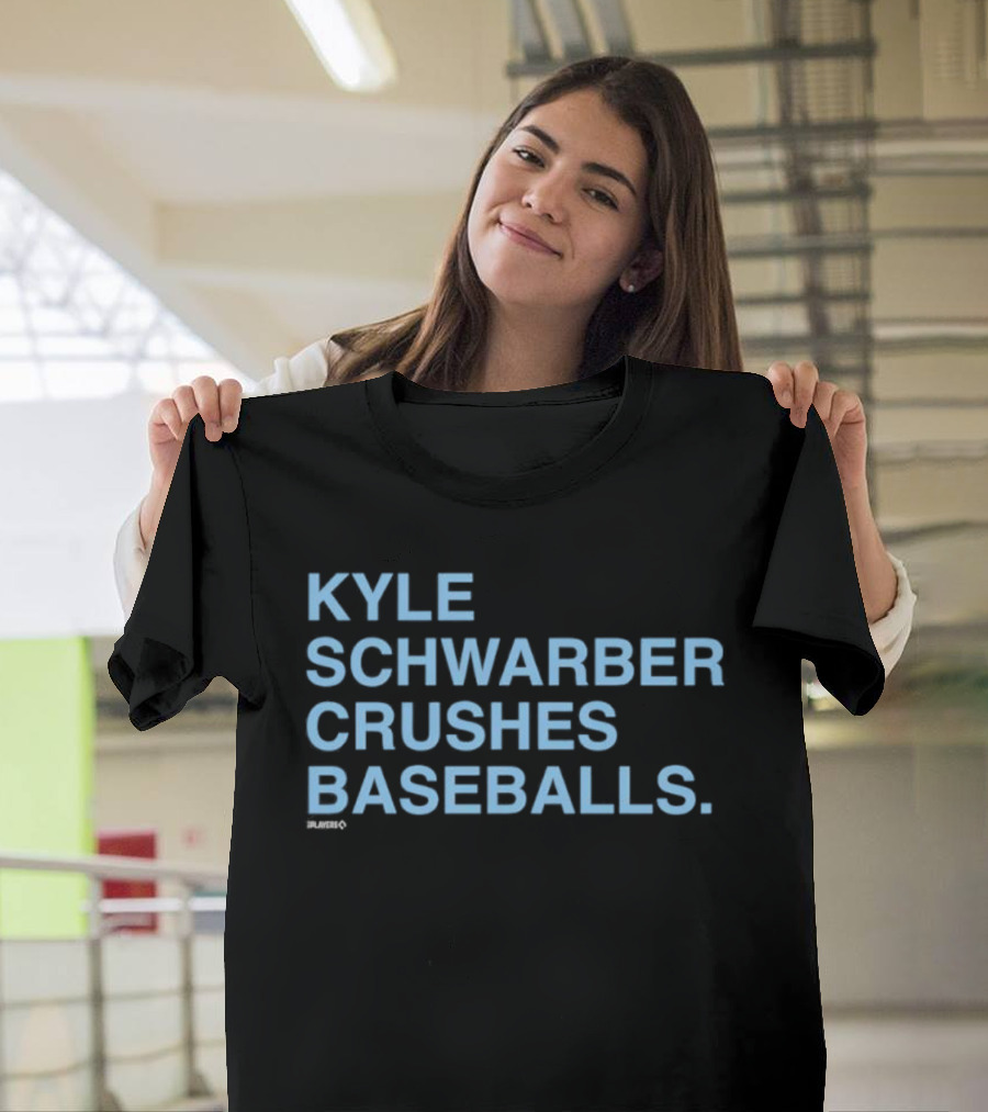 Kyle Schwarber Crushes Baseballs Bold Text Sports Design T-Shirt
