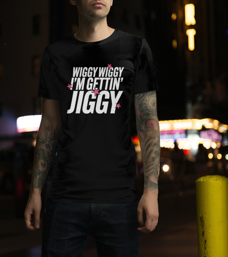 Wiggy Wiggy I'm Gettin' Jiggy Pink Stars T-Shirt