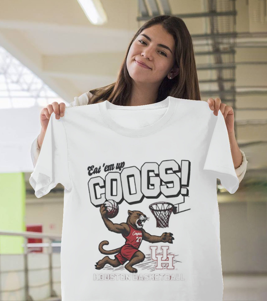 Eat 'Em Up Coogs Slam Dunk Houston Cougars Basketball Mascot T-Shirt