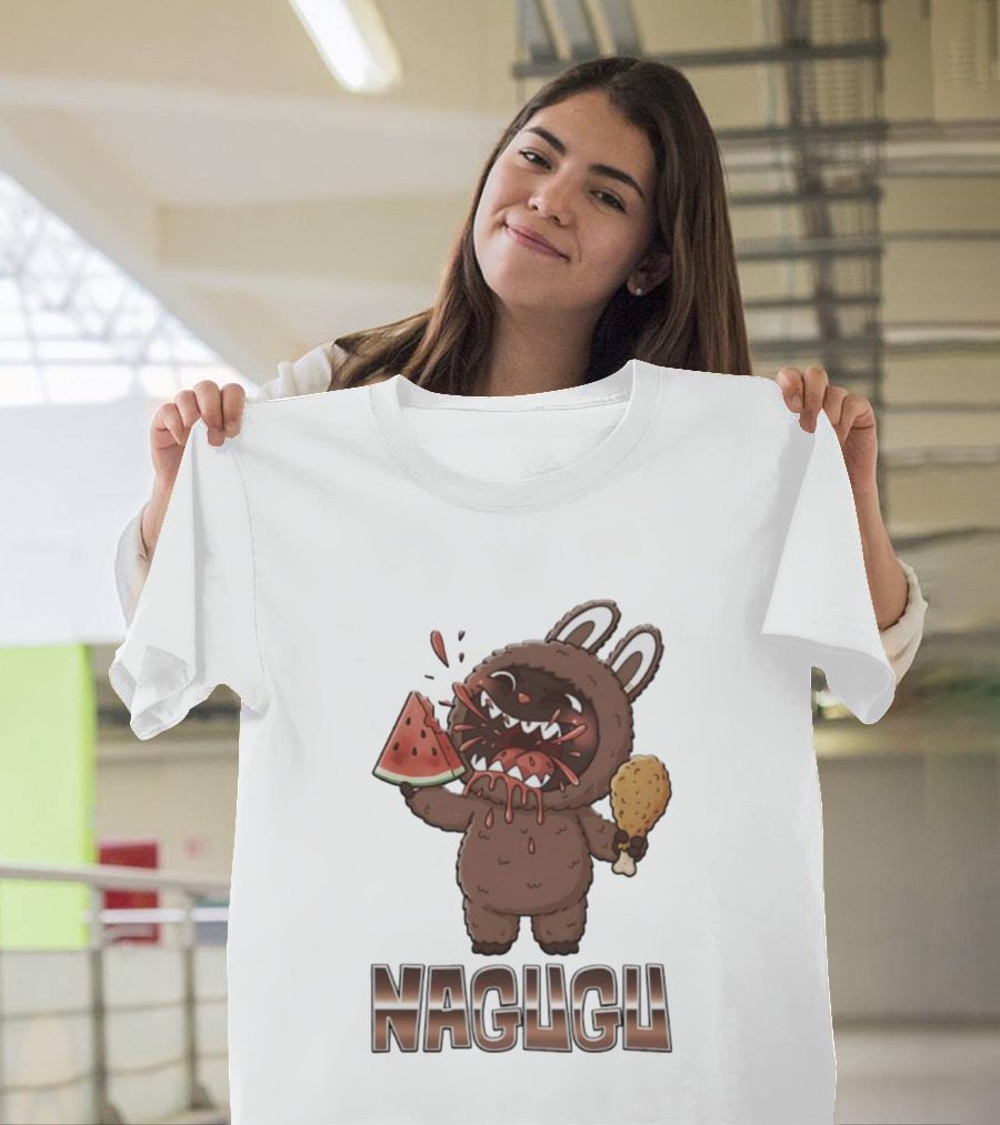 Monsters Nagugu Eating Watermelon And Fried Chicken Labubu T-Shirt