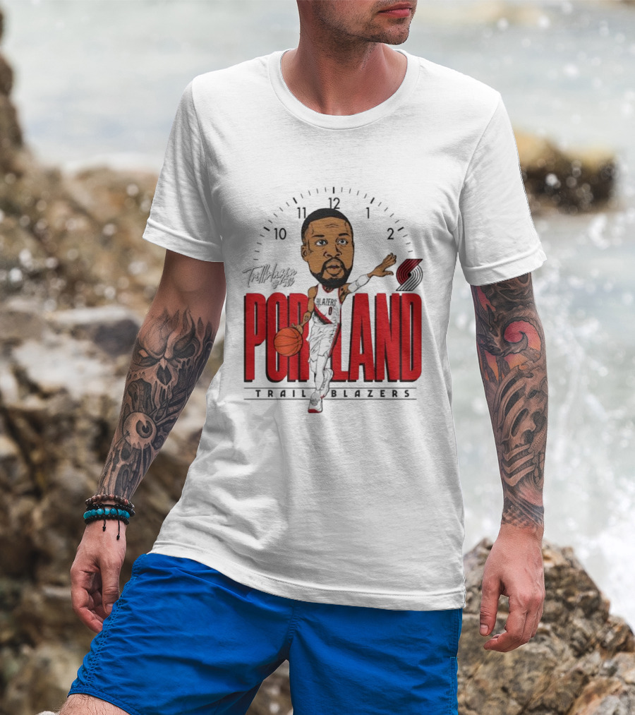 Portland Trail Blazers Cartoon Basketball Player Logo T-Shirt