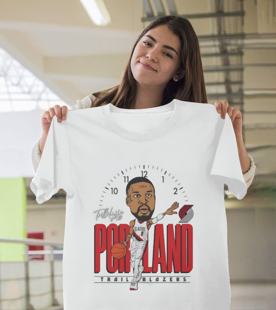 Portland Trail Blazers Cartoon Basketball Player Logo T-Shirt