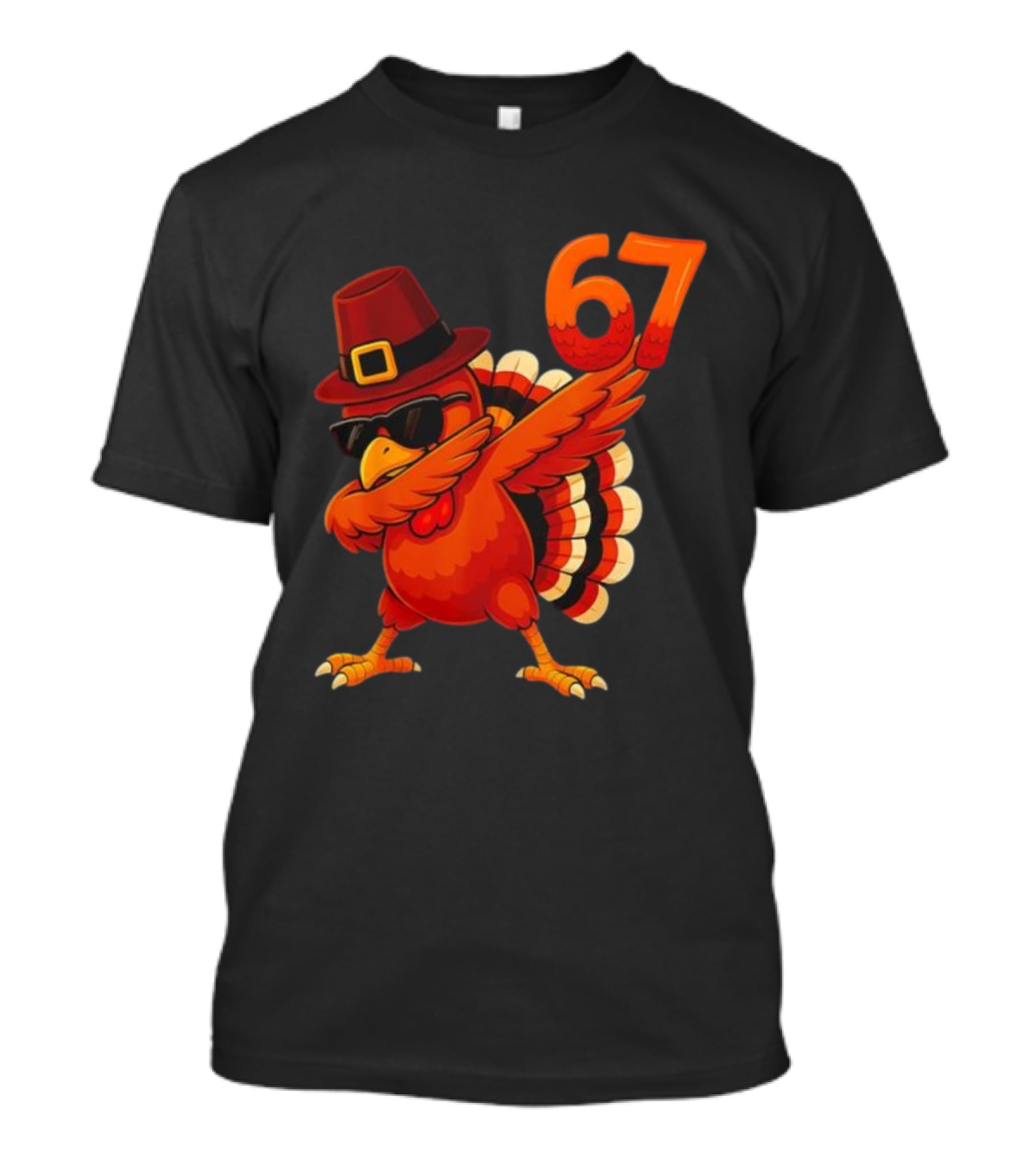 67 Thanksgiving Dabbing Turkey With Hat And Sunglasses T-Shirt