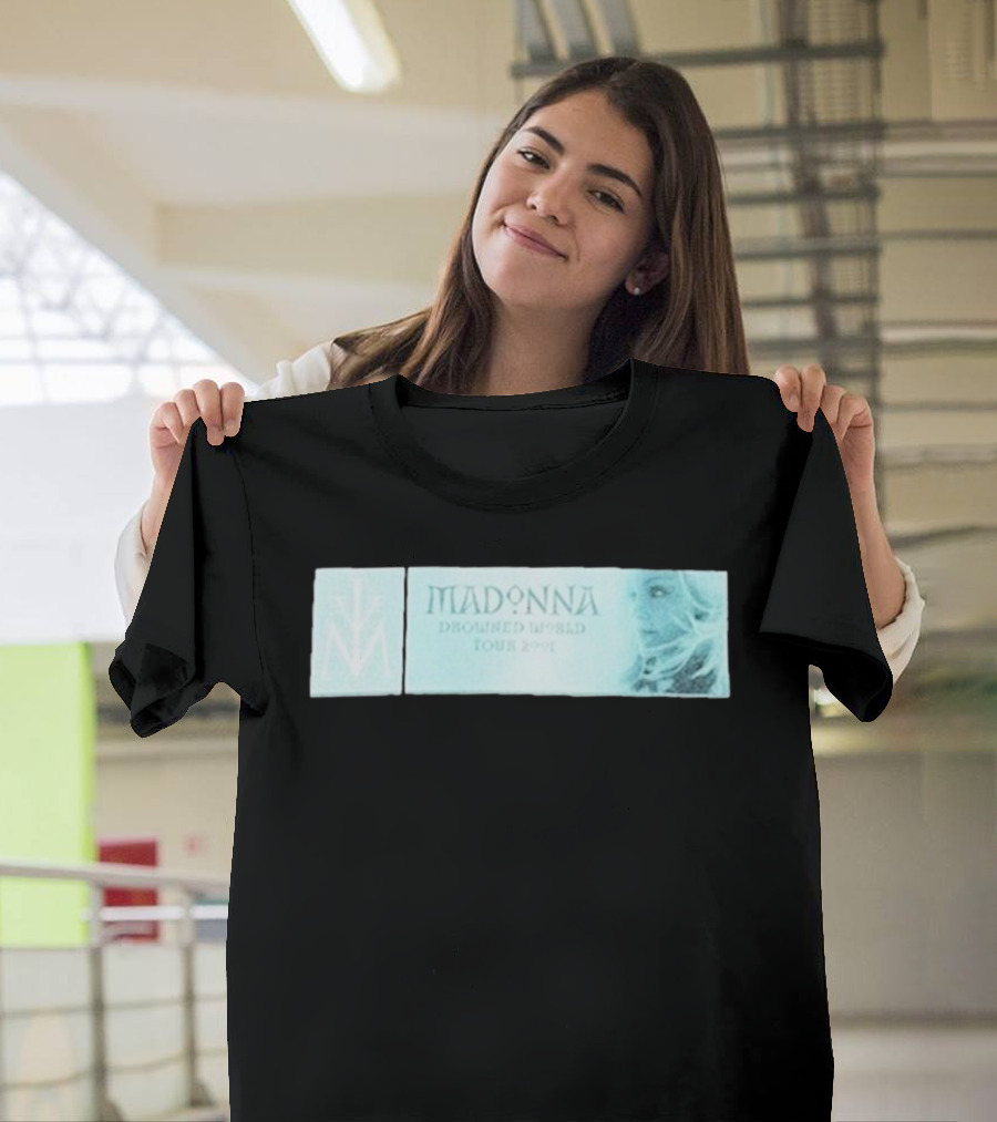 Madonna Drowned World Tour 2001 Blue Aesthetic Album Art T-Shirt