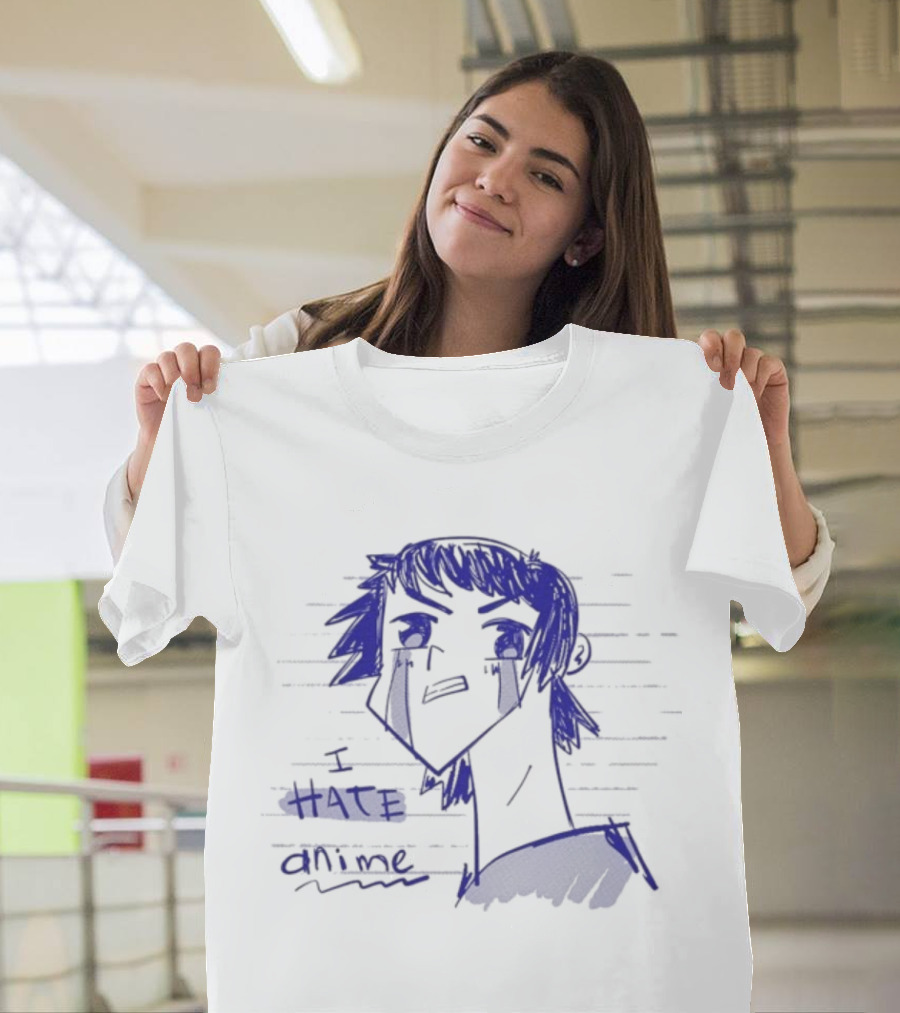 I Hate Anime Blue Sketch Jess Rojo T-Shirt