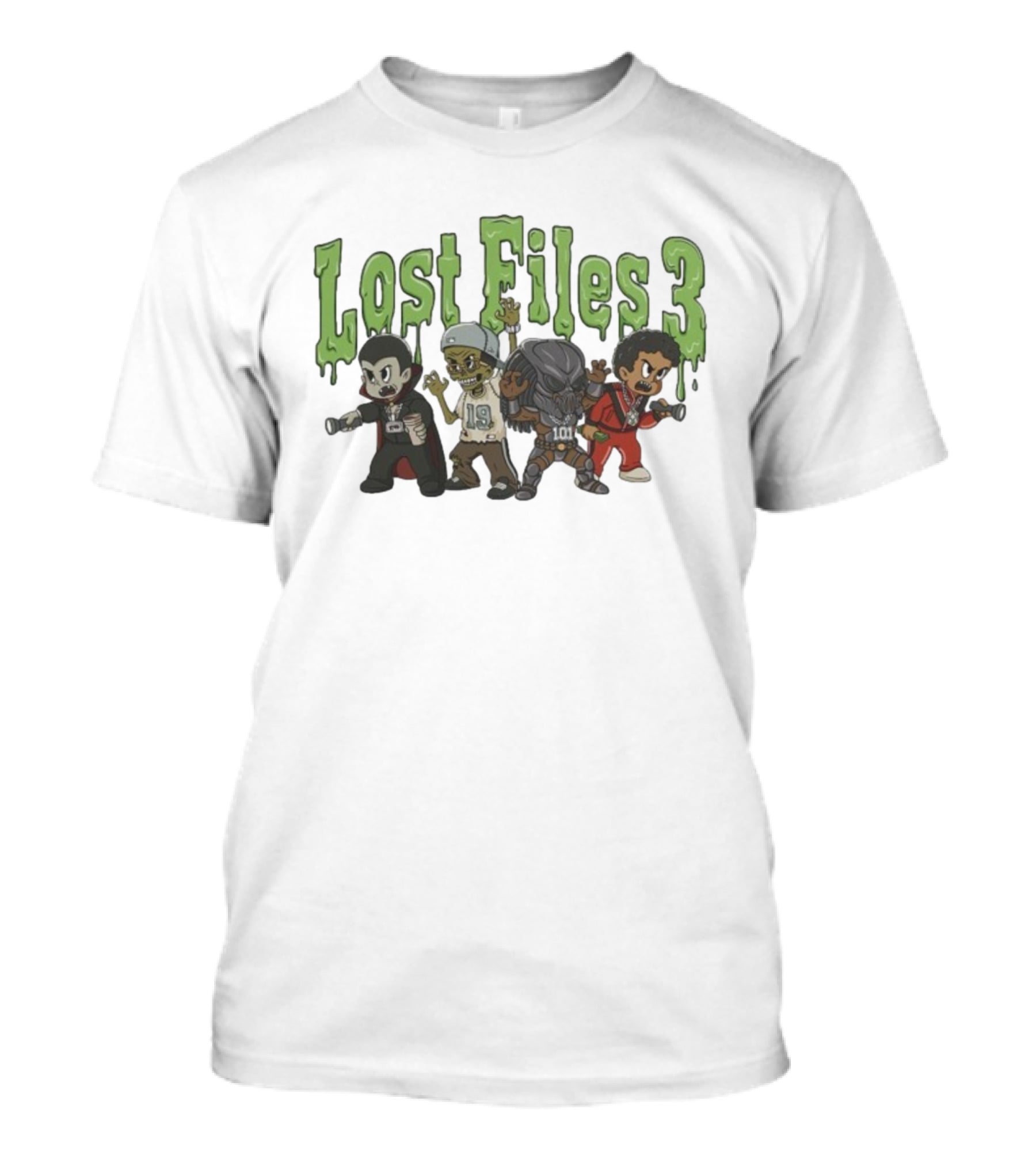 Lost Files 3 Characters With Vampire Zombie Alien Costumes T-Shirt