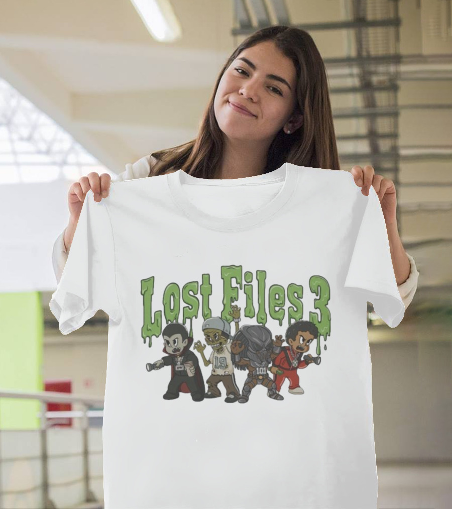 Lost Files 3 Characters With Vampire Zombie Alien Costumes T-Shirt