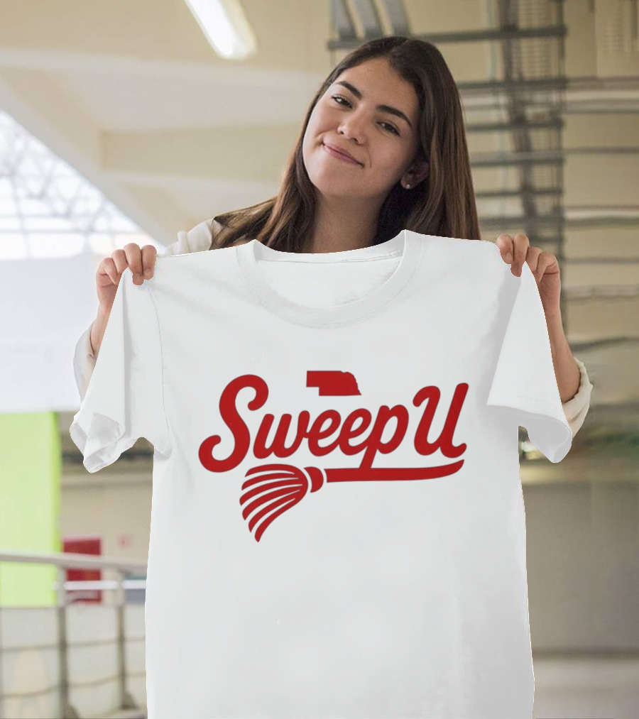 Sweep U Nebraska Cornhuskers Volleyball Broom Logo T-Shirt