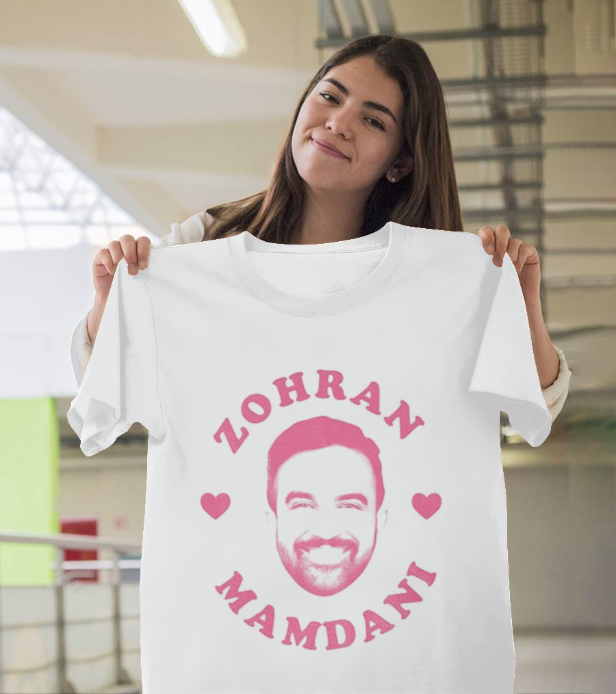 Zohran Mamdani Pink Heart NYC Mayor 2025 Political Campaign T-Shirt