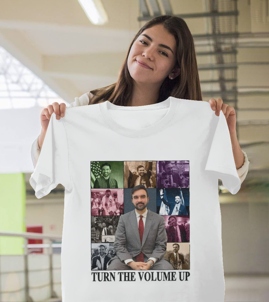 Zohran Mamdani Turn The Volume Up NYC 2026 The Eras Tour Vintage Portrait Collection T-Shirt
