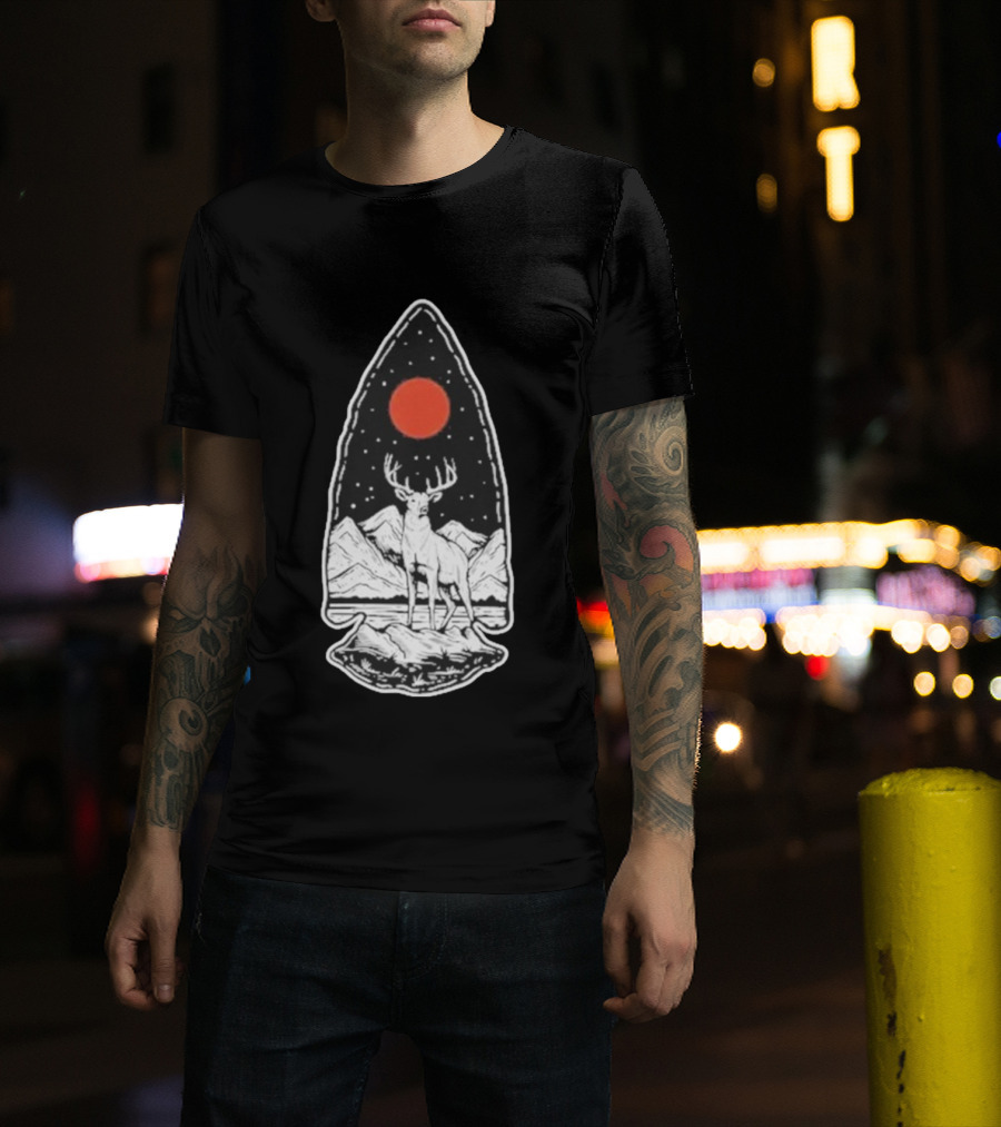 Black Rifle Coffee Deer Arrowhead Mountains And Night Sky T-Shirt