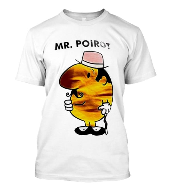 Hercule Poirot Cartoon Character With Pink Bowler Hat T-Shirt