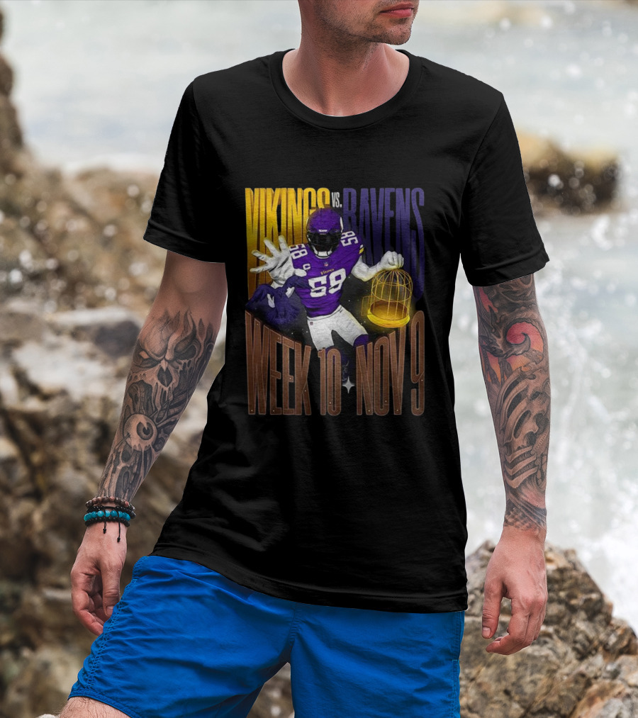 Vikings Vs Ravens Week 10 Nov 9 Football Matchup 58 T-Shirt