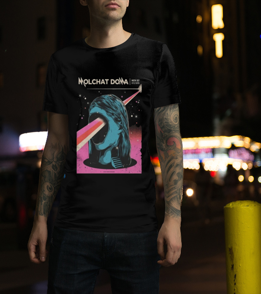 Molchat Doma November 7 2025 Royal Center Bogotá Colombia Head Psychedelic Laser Art Scene T-Shirt