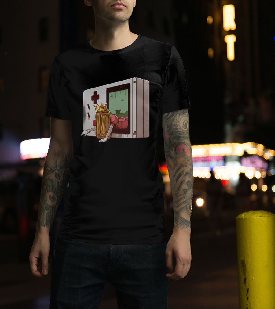 Princess Peach Exiting Classic Handheld Console Adventure T-Shirt