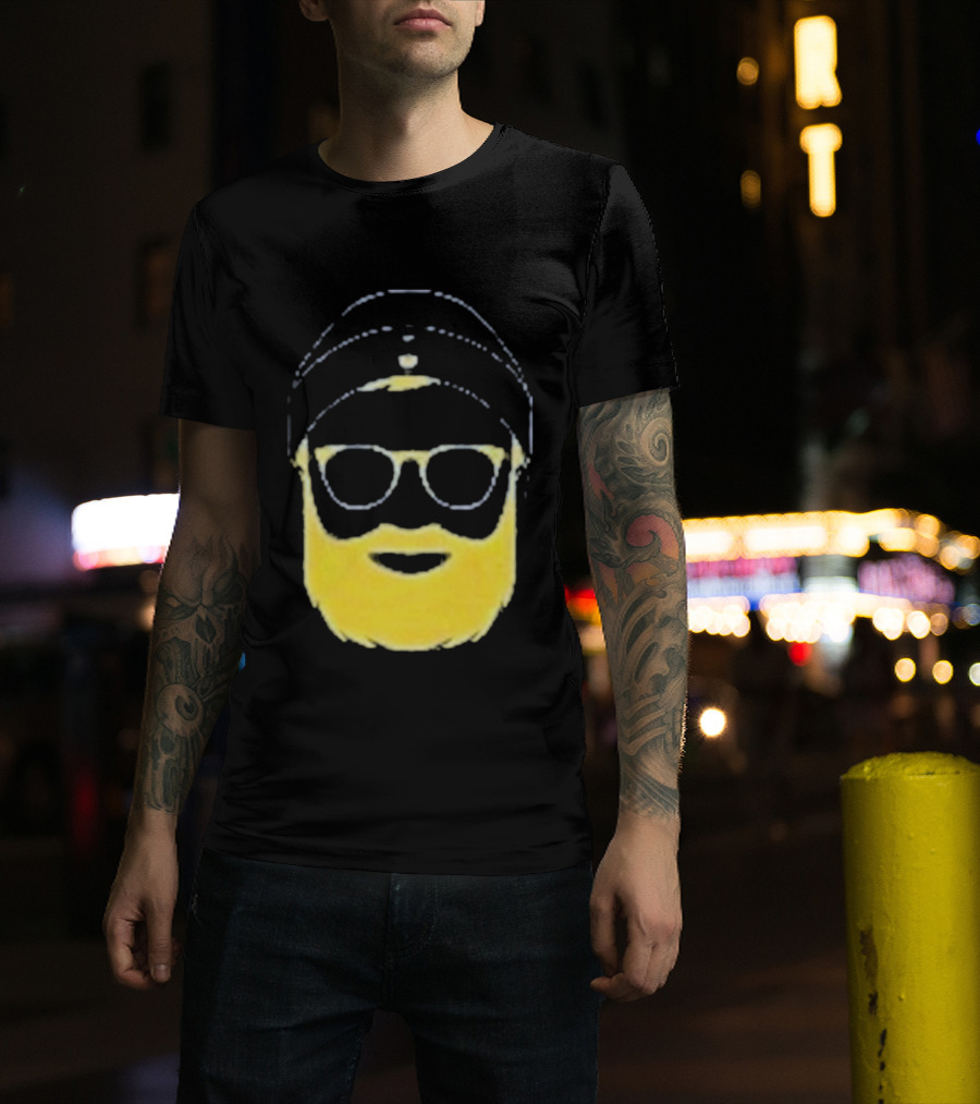 Letterman Beard Glasses Beanie Icon Sketch T-Shirt