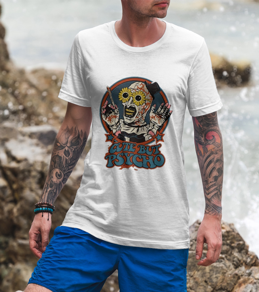 The Clown Cute But Psycho Creepy Knife Wielding Flower Eyed Jester T-Shirt