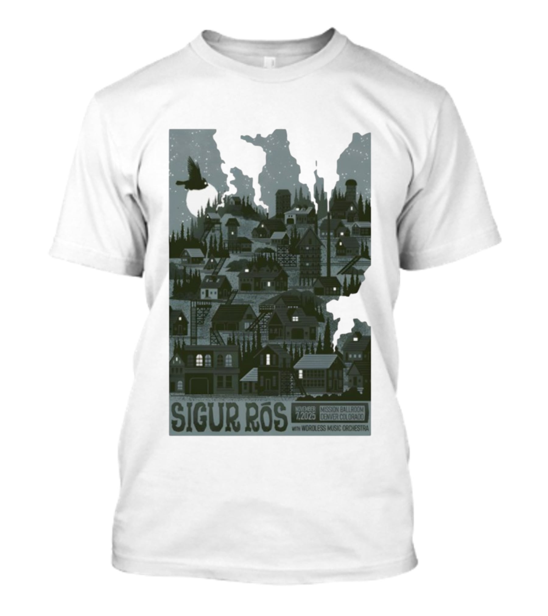 Sigur Rós November 7 2025 Mission Ballroom Denver Colorado With Wordless Music Orchestra T-Shirt