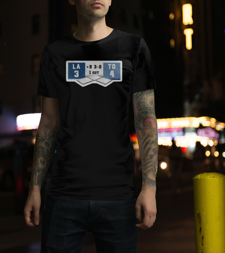 2025 MLB Los Angeles 3 Vs Toronto 4 WS Scoreboard 9th Inning T-Shirt