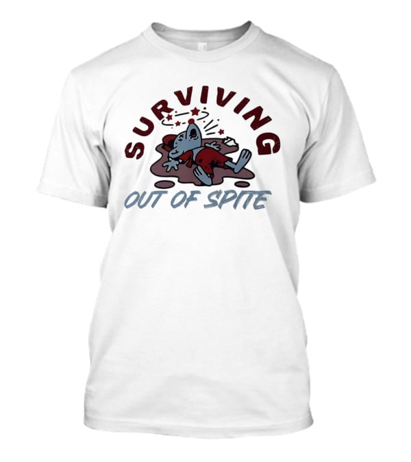 Surviving Out Of Spite Cartoon Illustration Character In Red Outfit T-Shirt