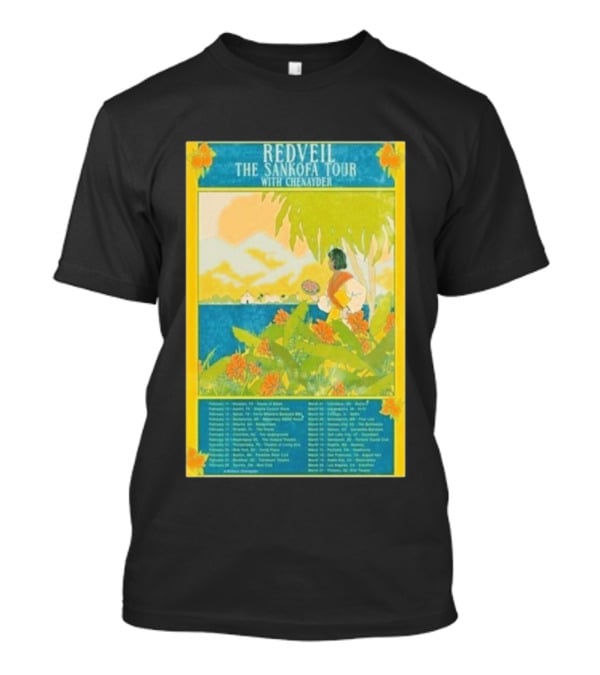 Redveil The Sankofa Tour With Chenayder 2026 Dates And Locations Art Nouveau Style Coastline Scene T-Shirt