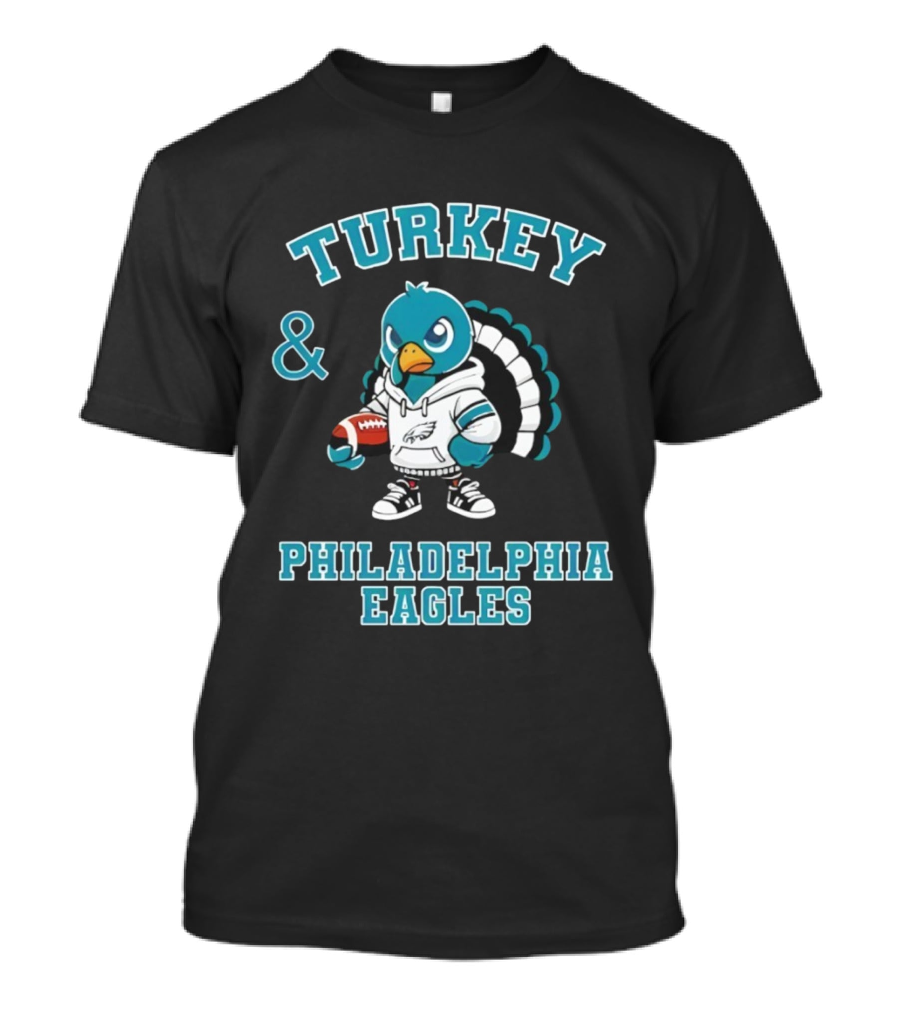 Turkey And Philadelphia Eagles Thanksgiving Football Fan Apparel T-Shirt