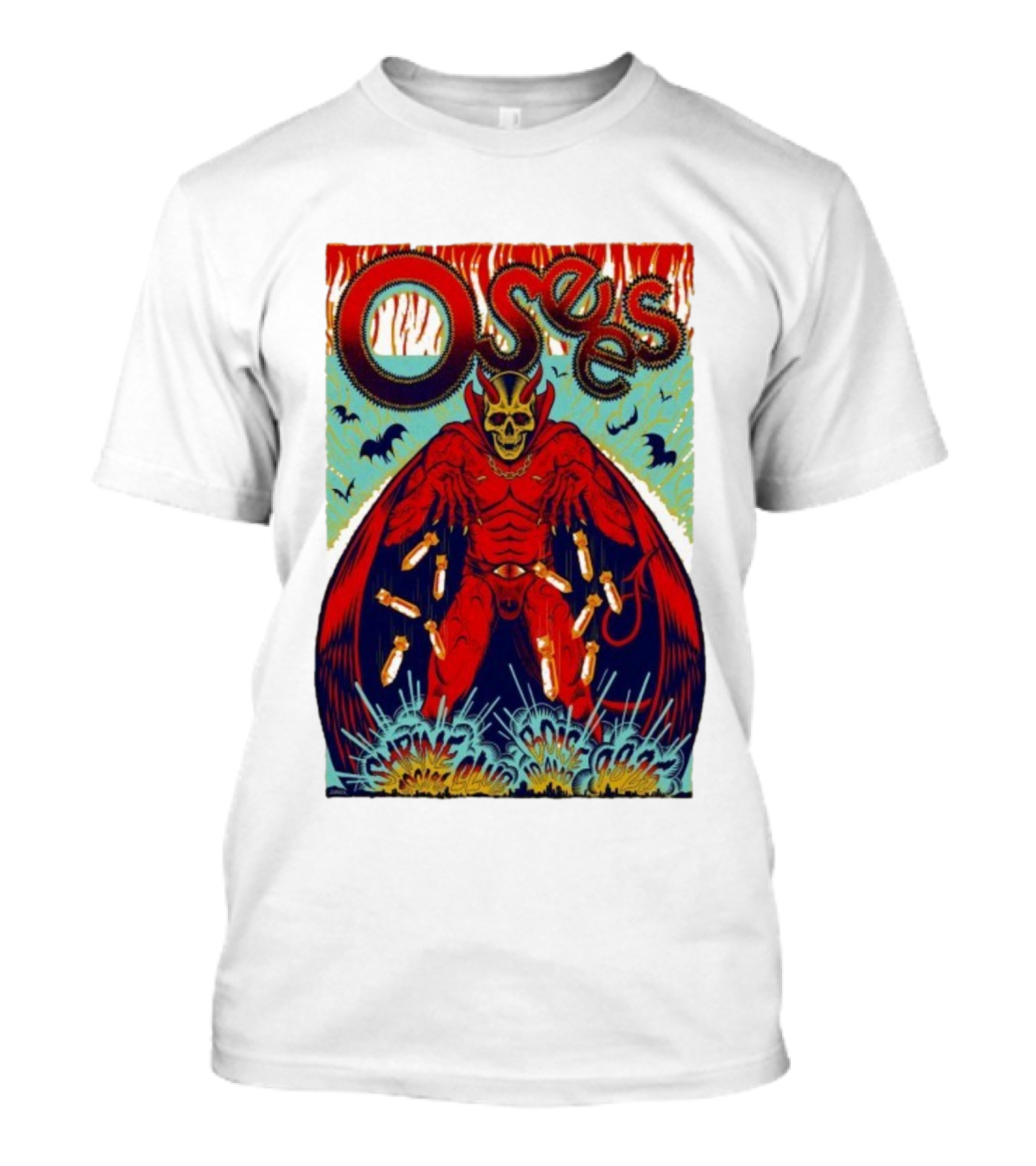 Osees Shrine Social Club Boise Sep 08 2025 Skeleton Demon With Bats T-Shirt