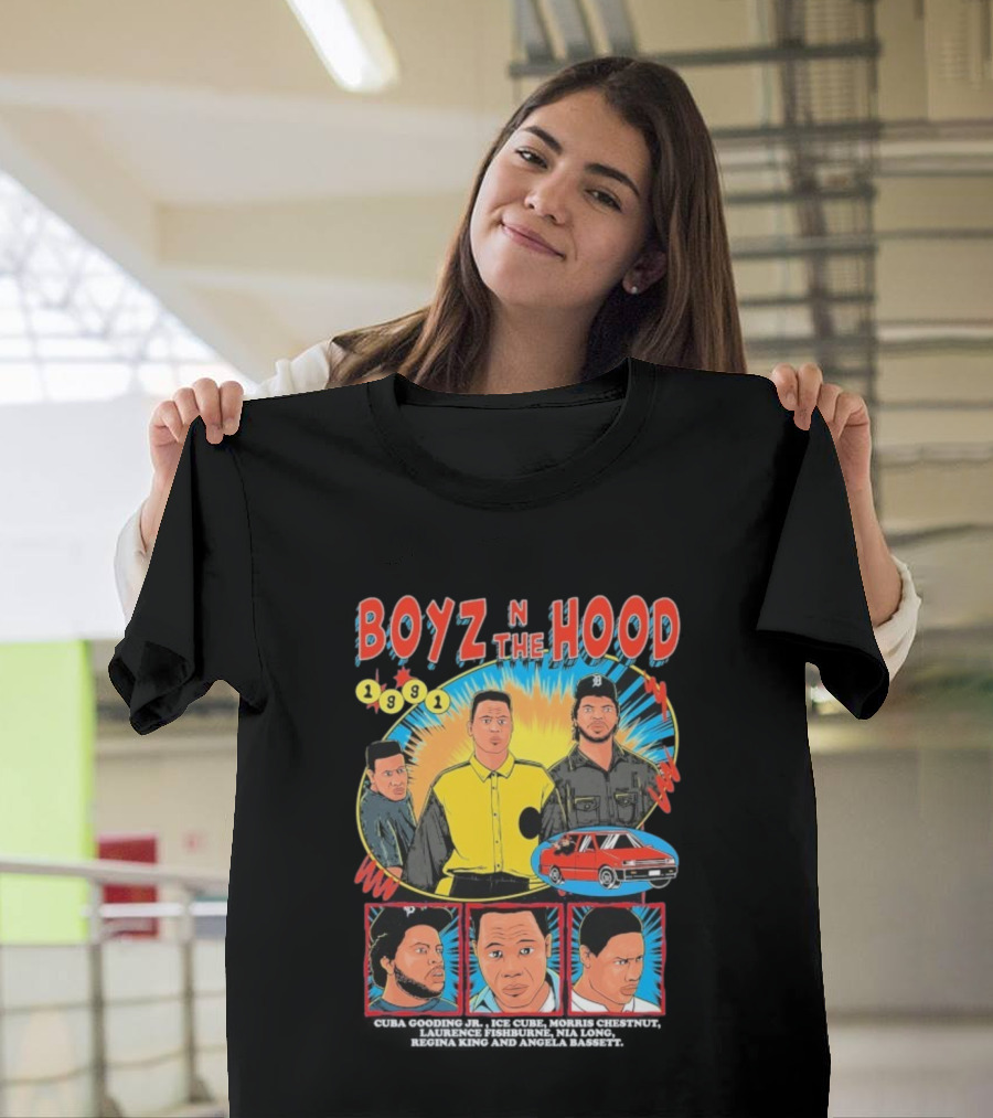 Boyz N The Hood 1991 Cuba Gooding Jr Ice Cube Morris Chestnut Laurence Fishburne Nia Long Regina King Angela Bassett T-Shirt
