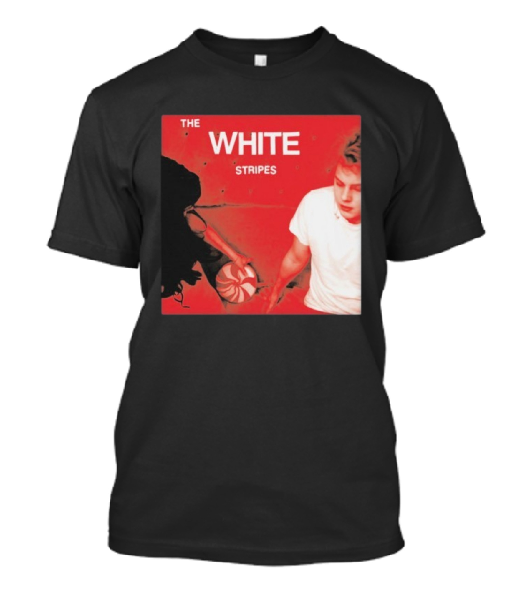 The White Stripes Let's Shake Hands Red And White Spiral Design T-Shirt