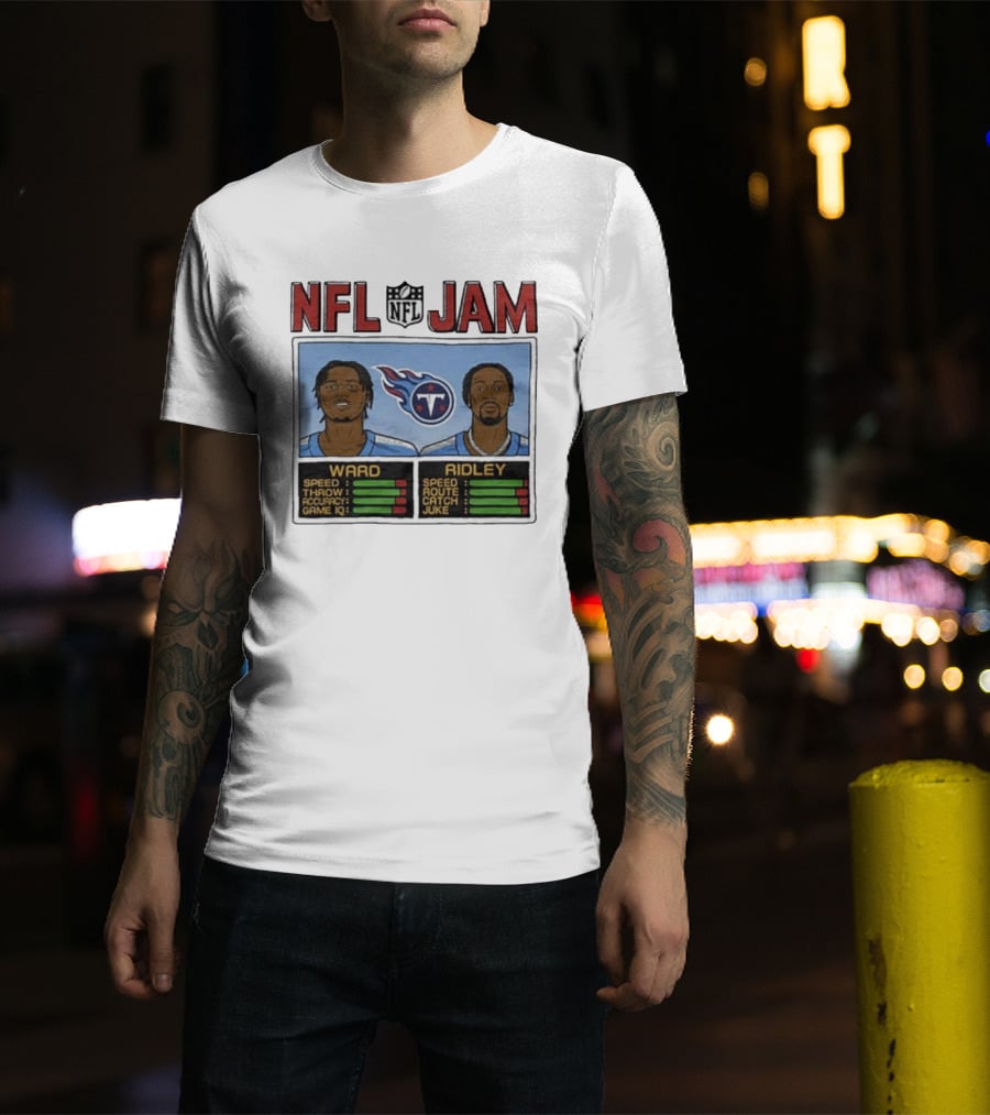 NFL Jam Tennessee Titans Ward Ridley Speed Throw Route Catch Juke T-Shirt